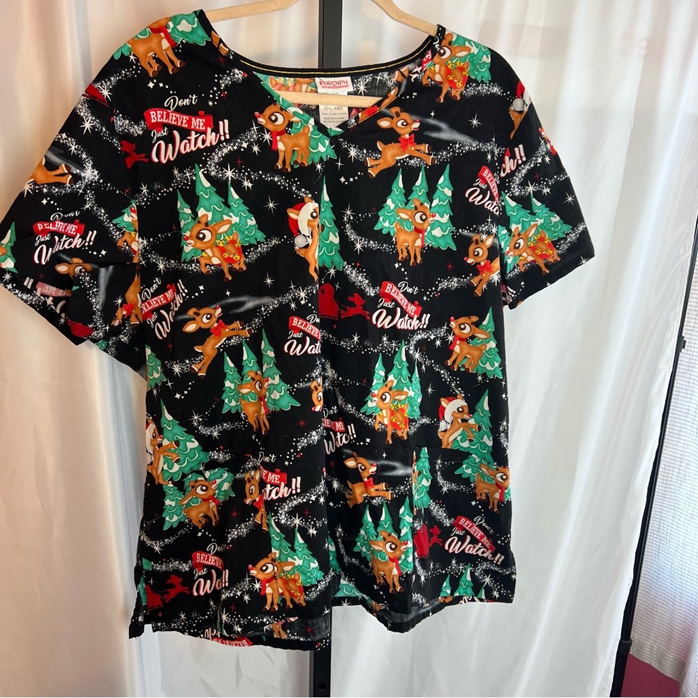 Christmas Scrub Top-Reindeer